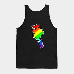 Quadra Island Silhouette in Rainbow Colours - DIscovery Islands Gift - Quadra Tank Top